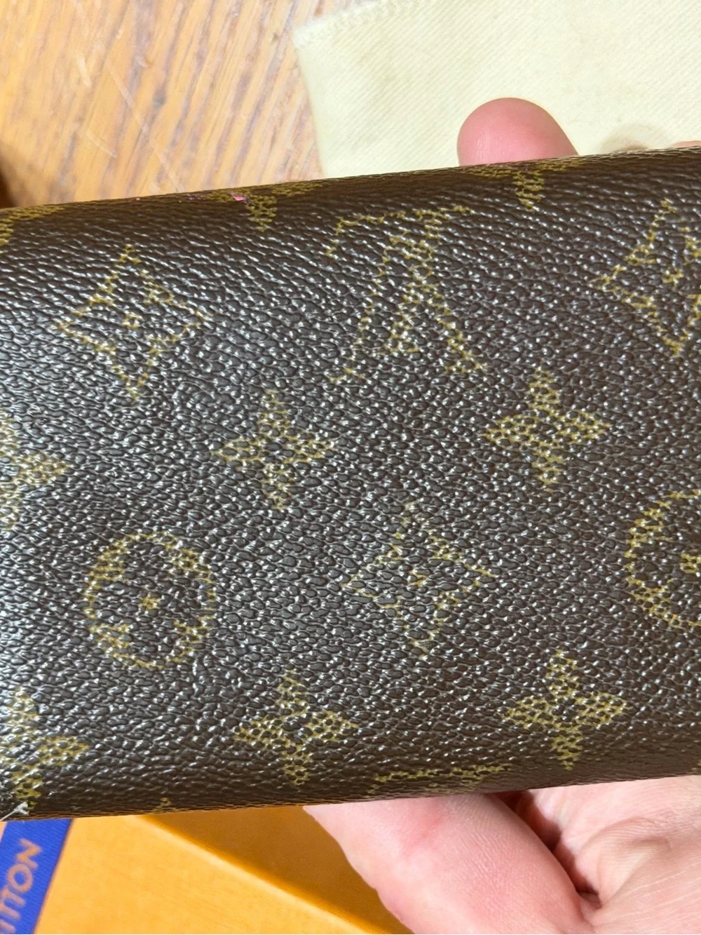 Louis Vuitton Vintage Monogram Trifold Wallet Brown Canvas Made in France